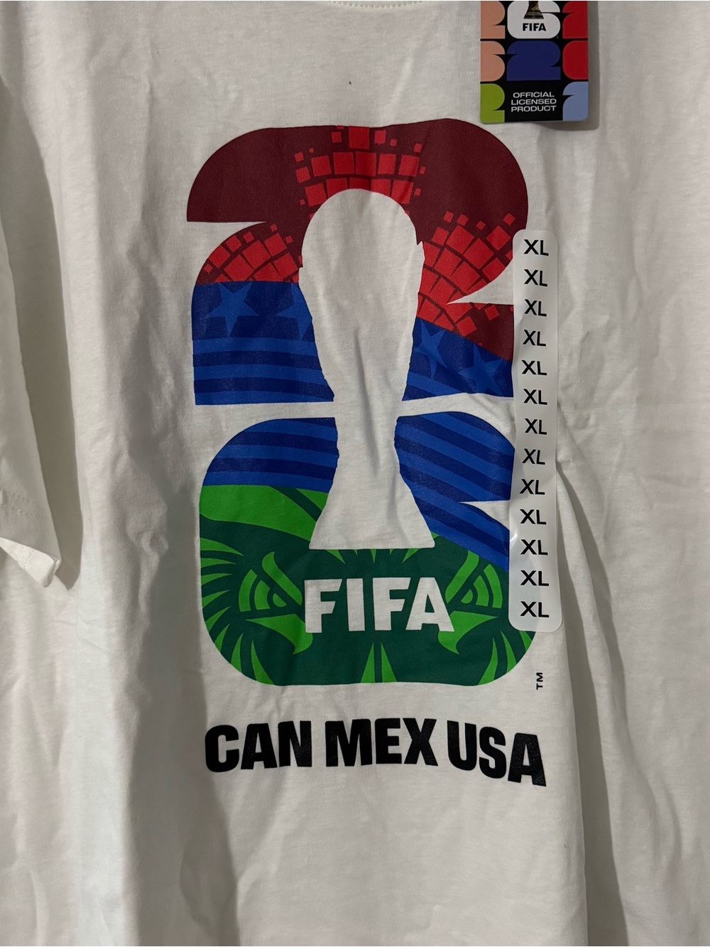 FIFA World Cup CAN MEX USA Graphic T-Shirt Men's Size XL White Cotton Jersey NWT - Picture 2 of 7